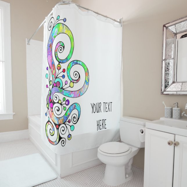 Spiral Heart Hand Painted Design 1 Shower Curtain (In Situ)