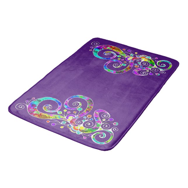 Spiral Heart Hand Painted Design 2 Bath Mat (Angled)