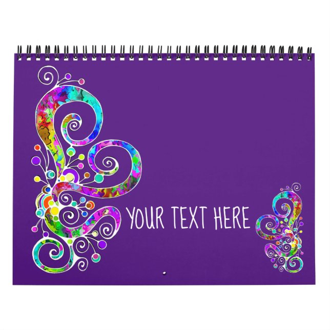 Spiral Heart Hand Painted Design 2 Calendar (Cover)