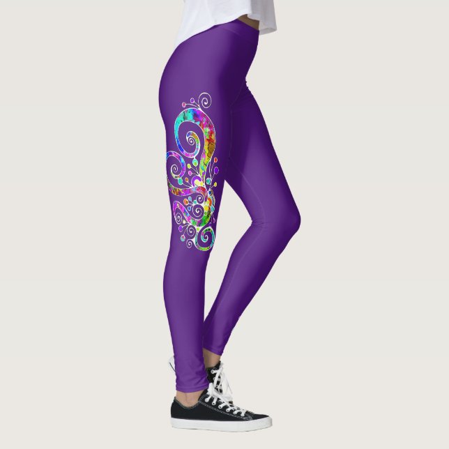 Spiral Heart Hand Painted Design 2 Leggings (Right)