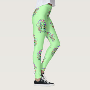 Spiral Heart Hand Painted Design 4 Leggings