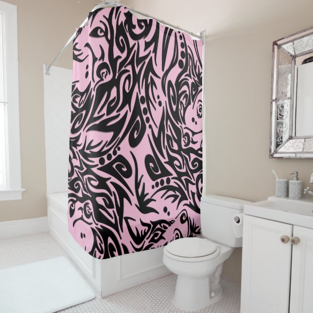 Spiral Hypnotic Flutter Stars and Wheel Regulation Shower Curtain (In Situ)
