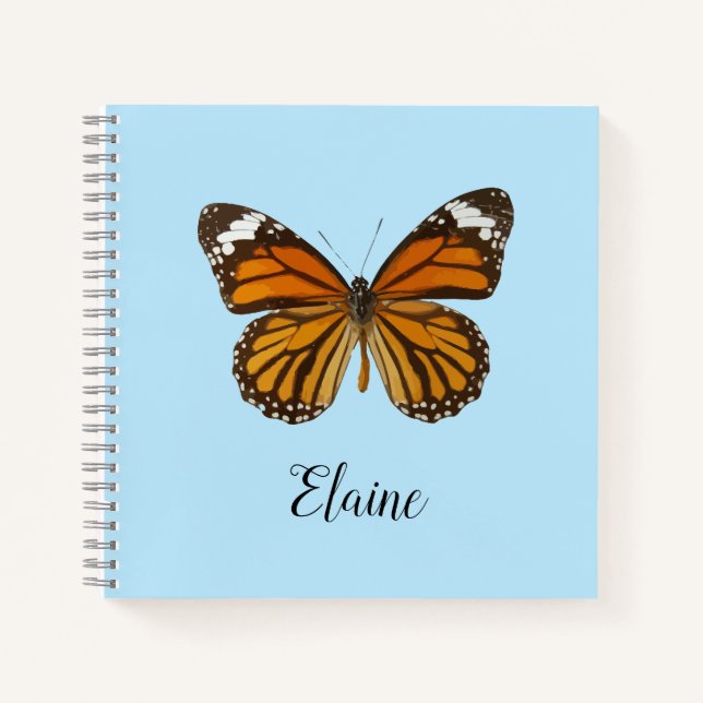 Spiral Monarch Butterfly Personalised Notebook (Front)