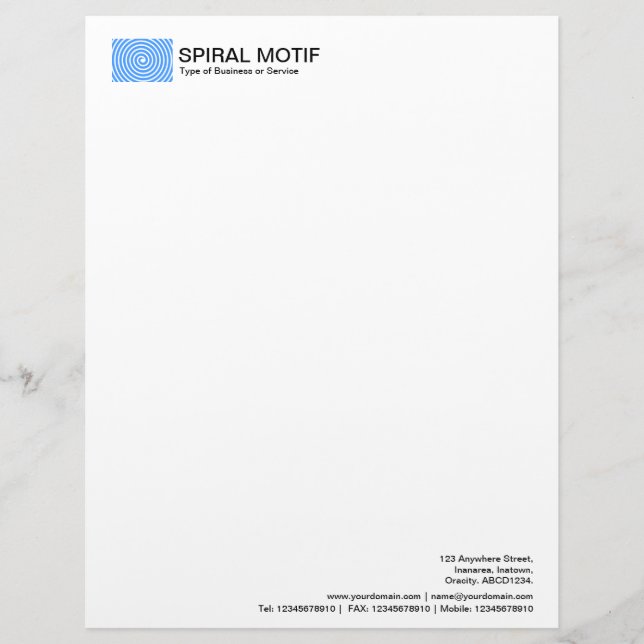 Spiral Motif - Baby Blue Letterhead Template (Front)