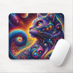 Spiral Mystic Galaxy Rainbow Cat Mouse Mat
