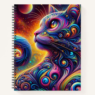 Spiral Mystic Galaxy Rainbow Cat Notebook