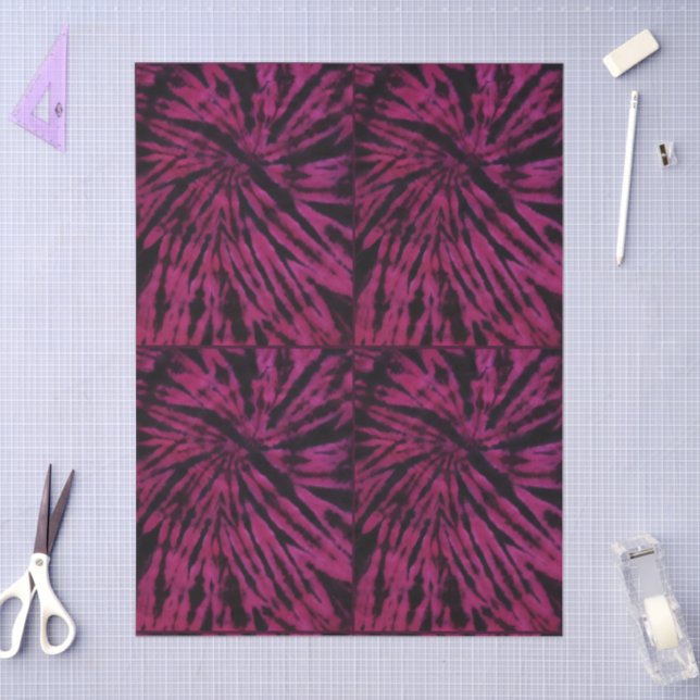Spiral Nautilus Tie-Dye Pink Red Purple Decoupage Tissue Paper (Craft)