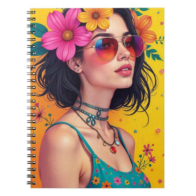 Spiral Note Book with floral design (Front)