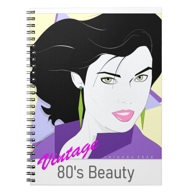Spiral Notebook - 80s Style Woman's Face (Front)