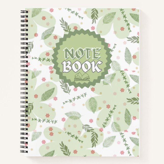 Spiral Notebook Aesthetic Sage Green Floral Spiral (Front)