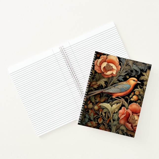 Spiral Notebook - Art Nouveau Bird Design (Inside)