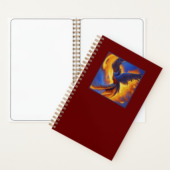 Spiral Notebook Blue Phoenix, Dark Red Notebook (Inside)