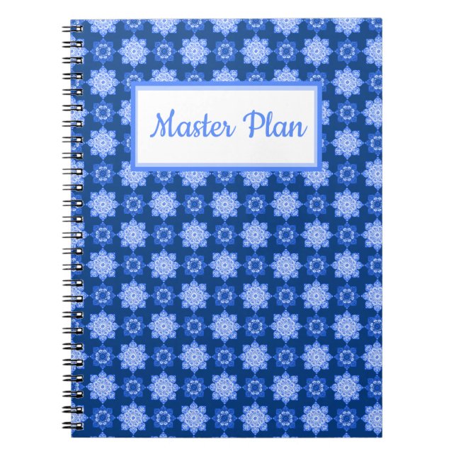 Spiral Notebook Blue tile print (Front)