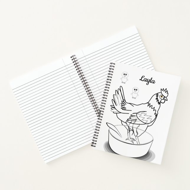 Spiral Notebook Colouring Chicken (Inside)