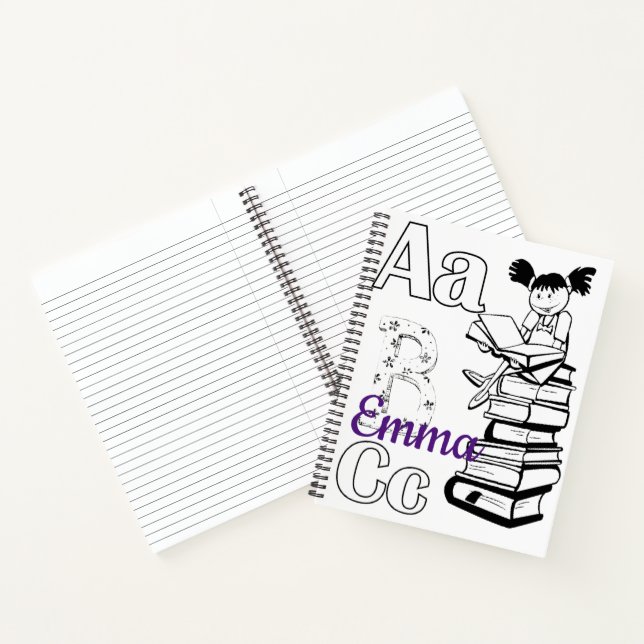 Spiral Notebook Colouring Reading School Books (Inside)