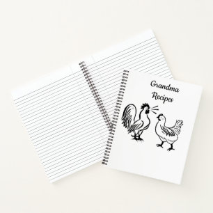Spiral Notebook Colouring Rooster Grandma Recipes