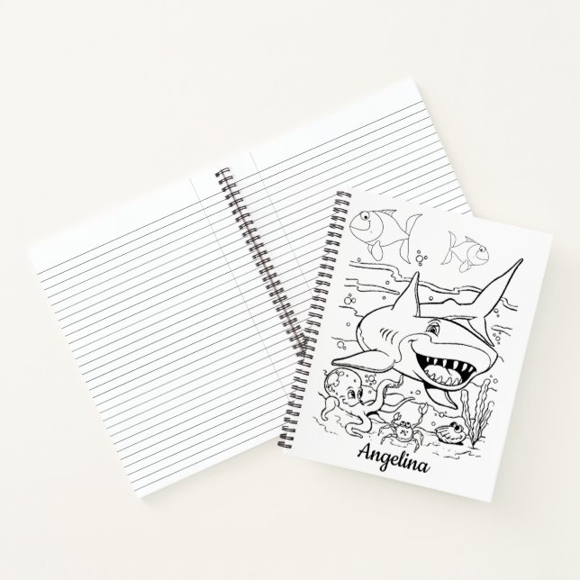 Spiral Notebook Colouring Sharks Fish (Inside)