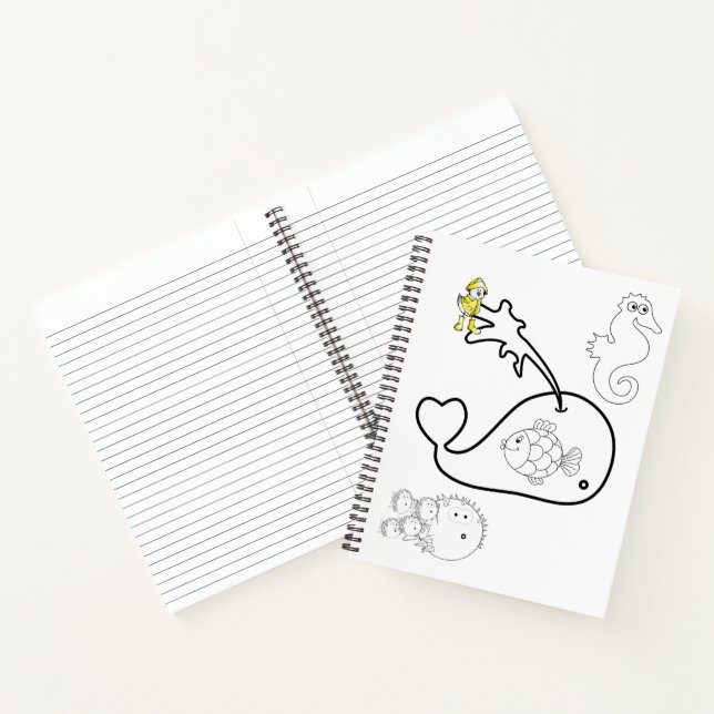 Spiral Notebook Colouring Whale Fish (Inside)