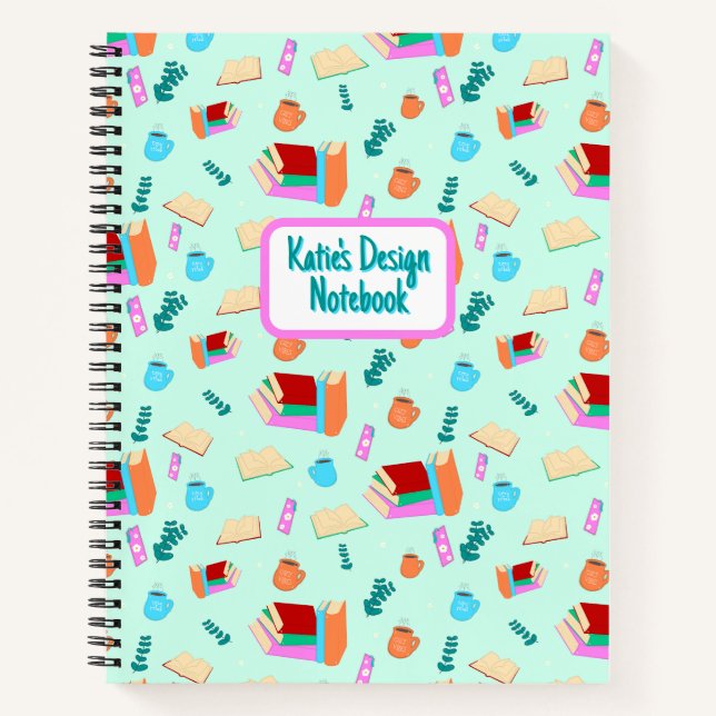 Spiral Notebook | Cosy Book Lovers in Mint (Front)