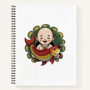 Spiral Notebook Cute Boy with Lucky Koi