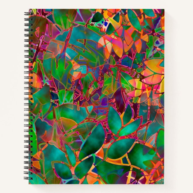 Spiral Notebook Floral Abstract Stained Glass (Front)