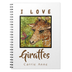 SPIRAL NOTEBOOK GIRAFFE I LOVE W/ CUSTOM NAME