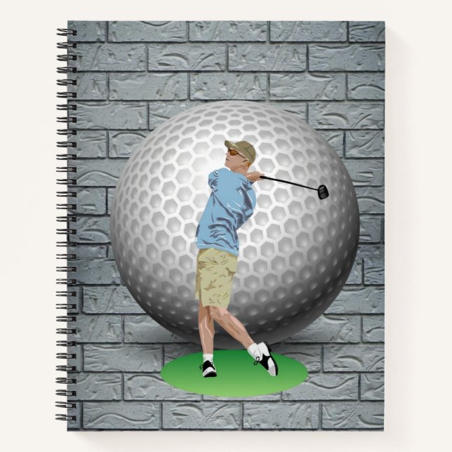 Spiral Notebook Golf Balls Golfer Brick (Front)
