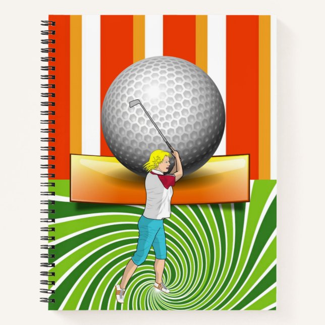 Spiral Notebook Golfer Golf Balls Stripe (Front)