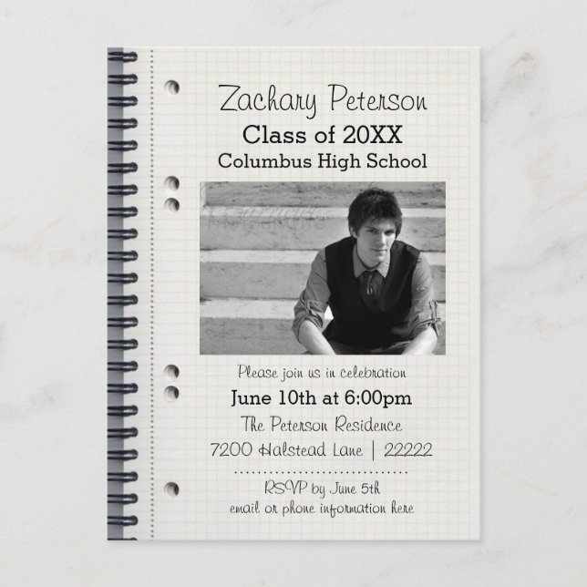 Spiral Notebook - Graduation Announcement PostCard (Front)
