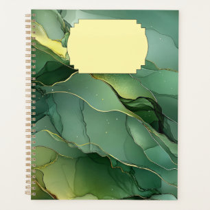Spiral Notebook Green Gold Marble  Planner
