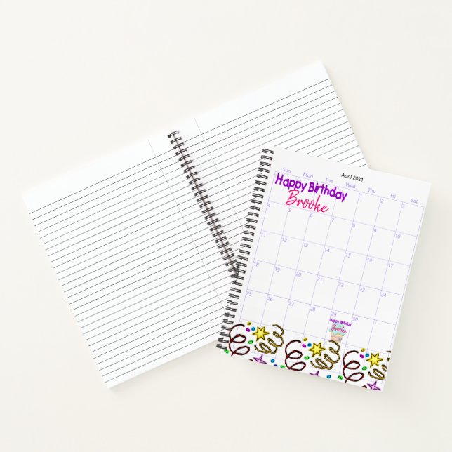 Spiral Notebook Happy Birthday Calendar (Inside)