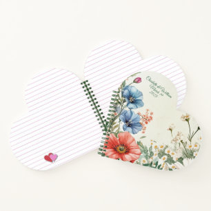 Spiral Notebook, heart shaped flower design cover Notebook