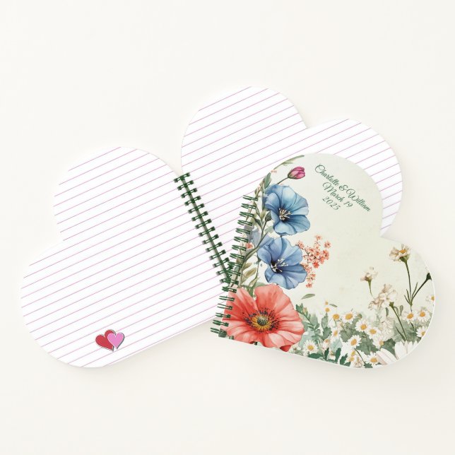 Spiral Notebook, heart shaped flower design cover Notebook (Inside)