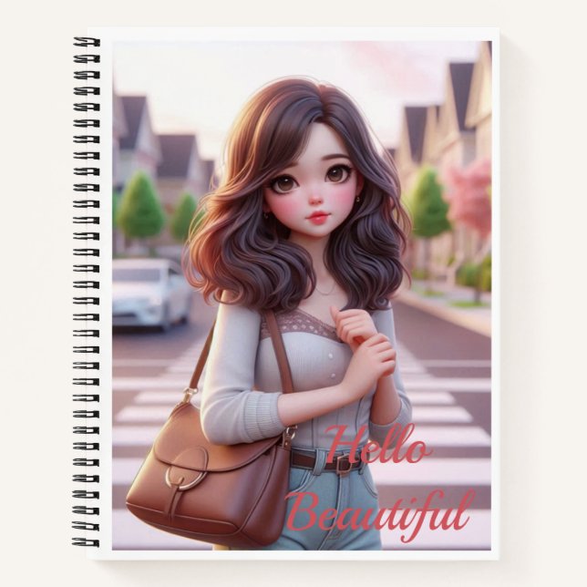 Spiral Notebook Hello Beautiful Lady (Front)