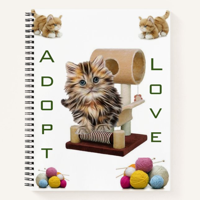 Spiral Notebook Kitten Cat Condo Cat Adoption Love (Front)