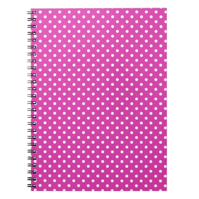 Spiral Notebook: Magenta, White Polka Dots Notebook (Front)