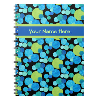 Spiral Notebook or Journal, Blue Moons Pattern
