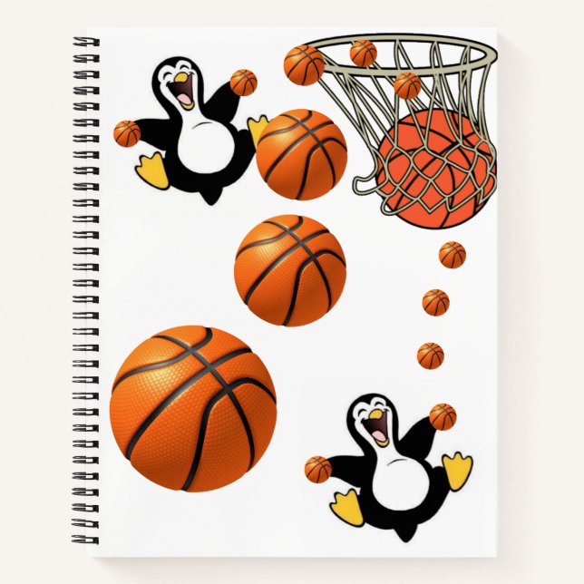 Spiral Notebook Penguin Basketball (Front)