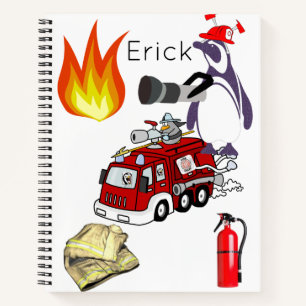 Spiral Notebook Penguin Fire Truck