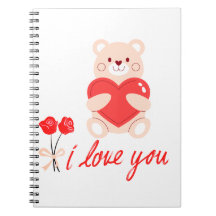 spiral notebook romantic bear with heart
