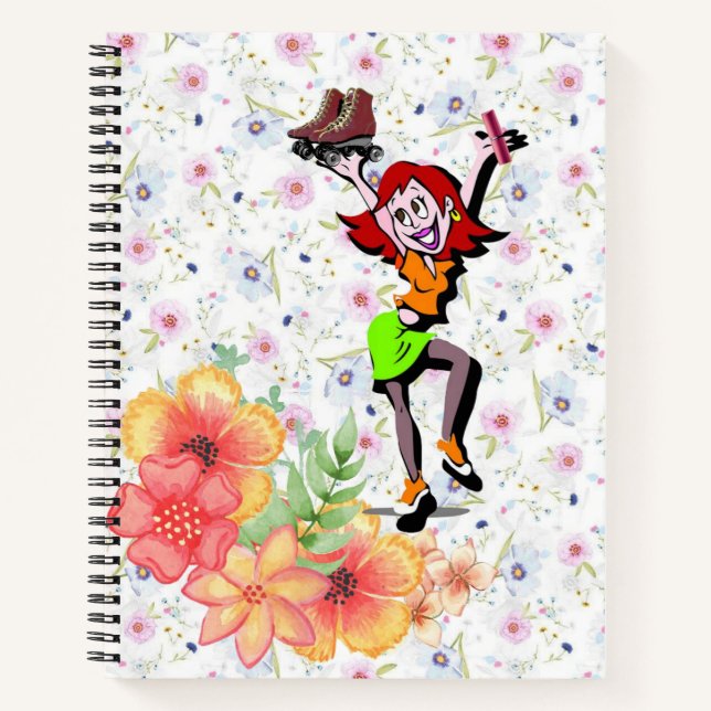 Spiral Notebook Skating Floral (Front)