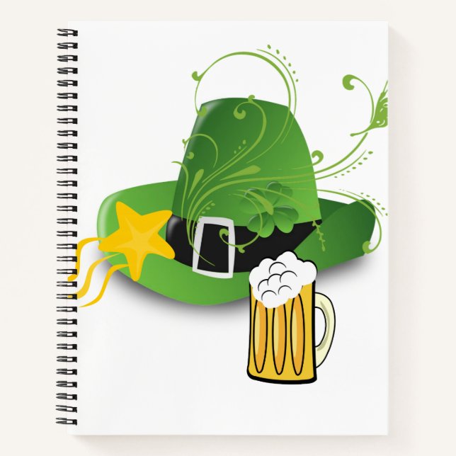Spiral Notebook St. Patrick's Shamrock Beer (Front)