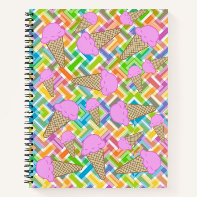 Spiral Notebook Strawberry Ice Cream Chevron (Front)