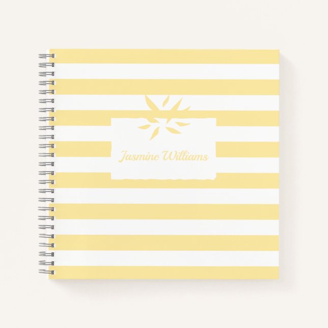 Spiral Notebook Striped Minimalist Yellow & White (Front)