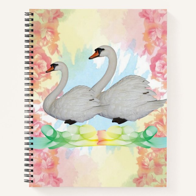 Spiral Notebook Swan Floral (Front)