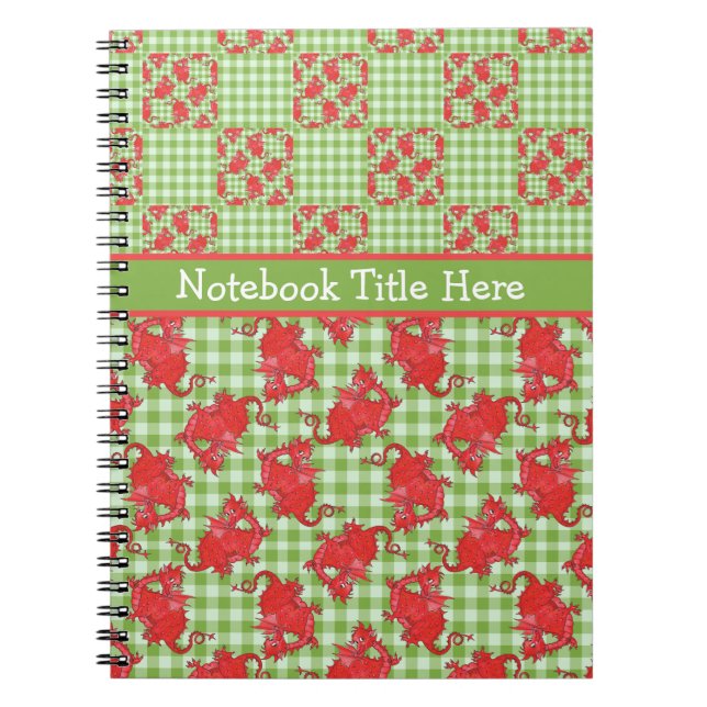 Spiral Notebook to Personalise: Cute Red Dragons (Front)