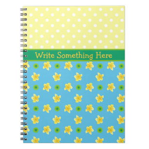 Spiral Notebook to Personalise Primroses, Polkas