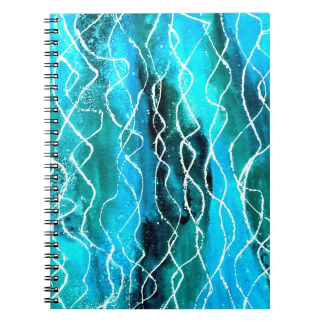 Spiral Notebook, Turquoise Blue Abstract Design Notebook (Front)