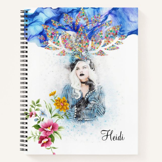 Spiral Notebook Victorian Woman Floral (Front)