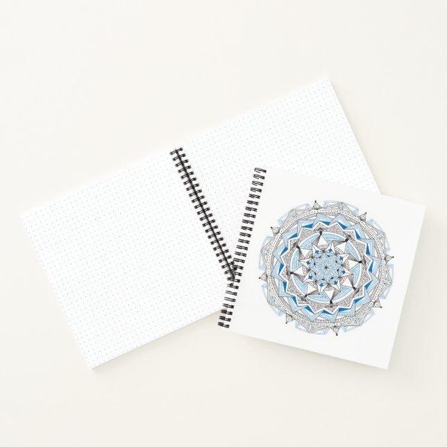 Spiral Notebook w/ Blue Mandala Design (Inside)